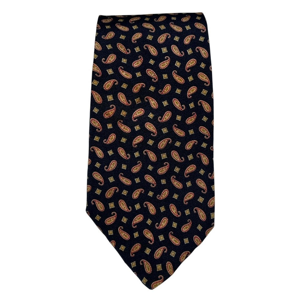 Chaps‎ Ralph Lauren Silk Paisley Necktie Made USA Vintage Preppy Classic Blue